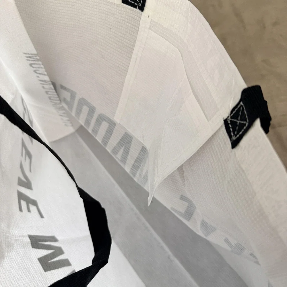 Steve‎ Madden Tote Bag Womens XL White Logo Reusable Recycled Shopper Carryall
